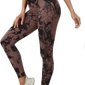 Elegant Black and Brown Tie-Dye Leggings